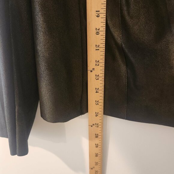 Lily Star Waterfall Draped Faux Suede Zip Jacket Black Gold Metallic Sz XXL Moto - Picture 8 of 11